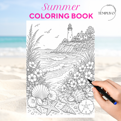Adult coloring book, Summer coloring book, beach, livre de coloriage, pdf, png, flowers coloring pages, adult coloring pages, doodle colouring book, floral colouring pages png, adult coloring pages printable, adult coloring, coloring pages for adults, coloring page digital, Instant download, high detail and intricate, Line art, best seller, grey scale, Sommer Malvorlagen, Malbuch, Malseiten, frauen