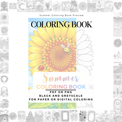 adult coloring book, summer coloring book, coloring book, summer theme, flower colouring, adult coloring book, Malbuch, Malseiten, Sommer, Malbuch, intricate, line-art, high detail black and greyscale, pdf, png, printable coloring sheets, digital coloring, livres coloriage adulte, doodle coloring, 
ausmalbilder erwachsene, digital download, Instant download, Coloring Pages for adults, coloriage png, floral coloring