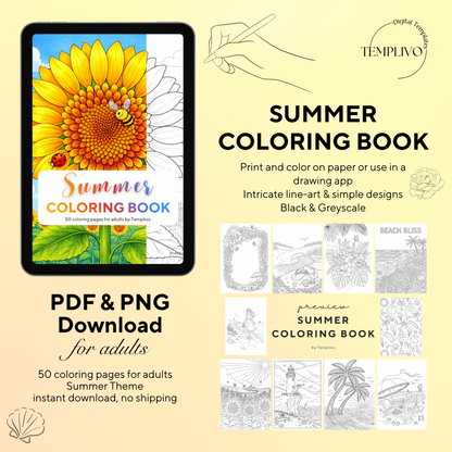 adult coloring book, summer coloring book, coloring book, summer theme, flower colouring, adult coloring book, Malbuch, Malseiten, Sommer, Malbuch, intricate, line-art, high detail black and greyscale, pdf, png, printable coloring sheets, digital coloring, livres coloriage adulte, doodle coloring, 
ausmalbilder erwachsene, digital download, Instant download, Coloring Pages for adults, coloriage png, floral coloring