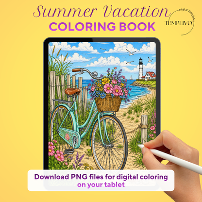 Adult coloring book, summer vacation  coloring book, summer, coloriage png, floral coloring pages, adult coloring pages, doodle colouring book, vacation colouring pages png, adult coloring pages printable, adult coloring, coloring pages for adults, coloring page digital, Instant download, Intricate, High detail, Line art, best seller, grey scale, summer vacation, Malbuch, Malseiten
