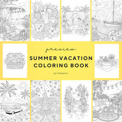 Adult coloring book, summer vacation  coloring book, summer, coloriage png, floral coloring pages, adult coloring pages, doodle colouring book, vacation colouring pages png, adult coloring pages printable, adult coloring, coloring pages for adults, coloring page digital, Instant download, Intricate, High detail, Line art, best seller, grey scale, summer vacation, Malbuch, Malseiten
