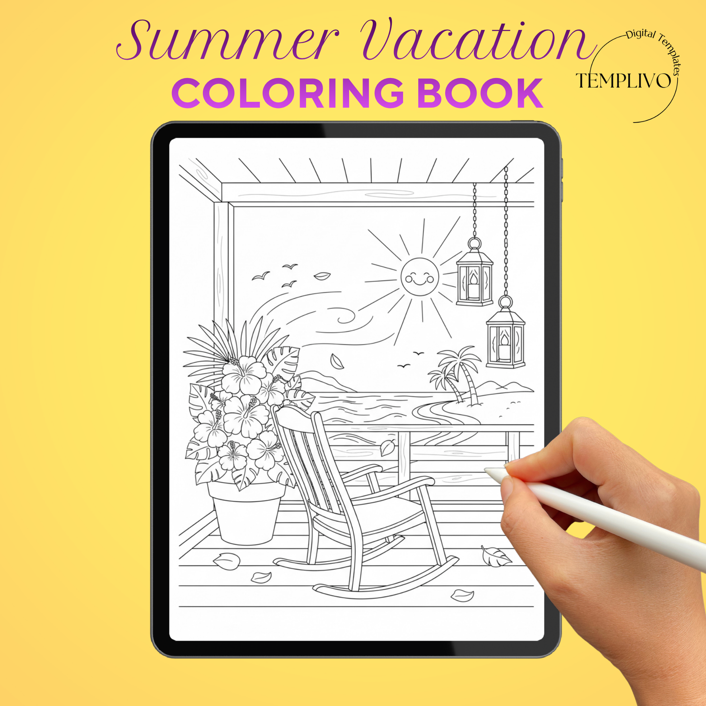 Adult coloring book, summer vacation  coloring book, summer, coloriage png, floral coloring pages, adult coloring pages, doodle colouring book, vacation colouring pages png, adult coloring pages printable, adult coloring, coloring pages for adults, coloring page digital, Instant download, Intricate, High detail, Line art, best seller, grey scale, summer vacation, Malbuch, Malseiten
