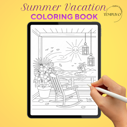 Adult coloring book, summer vacation  coloring book, summer, coloriage png, floral coloring pages, adult coloring pages, doodle colouring book, vacation colouring pages png, adult coloring pages printable, adult coloring, coloring pages for adults, coloring page digital, Instant download, Intricate, High detail, Line art, best seller, grey scale, summer vacation, Malbuch, Malseiten