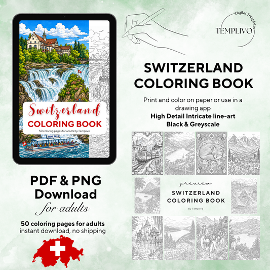 Adult coloring book, switzerland coloring book, swiss, coloriage png, floral coloring pages, adult coloring pages, doodle colouring book, forest colouring pages png, animal coloring pages, adult coloring pages printable, adult coloring, coloring pages for adults, coloring page digital, Instant download, Intricate, High detail, Line art, best seller, grey scale, swissness, Malbuch, Malseiten, Schweiz, Suisse
