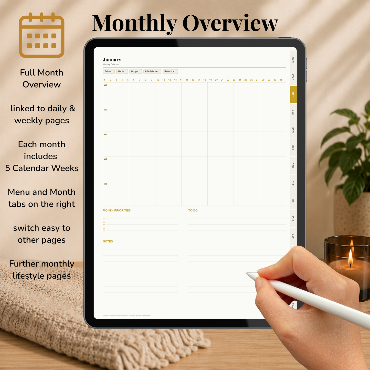 Undated Digital Planner, neutral week start, light mode, perpetual calendar, Digitaler Planer hell, Digital Planner, portrait orientation, planner, Digital planner,  journal for samsung notes, goodnotes and ipad, daily, weekly and monthly pages with lifestyle templates, daily planner, weekly planner, monthly planner, digital planner, goodnotes planner, hell modus, notebook, adhd planner, hyperlinked, digital download,  digitaler planer, digitale agenda, digital notebook, planificateur