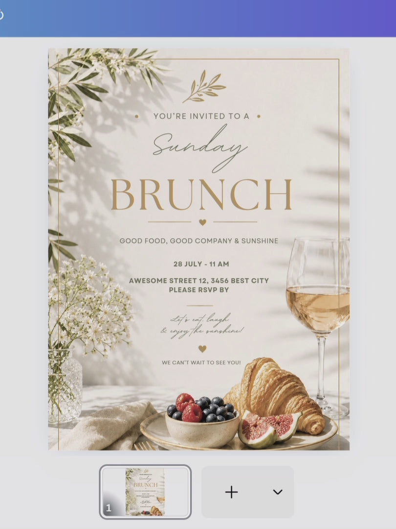 Brunch Invitation, brunch invitation canva template, elegant brunch invite, croissant brunch invitation, champagne birthday invite, bridal shower invitation, baby shower invite canva, ladies brunch party invite, editable brunch template, digital brunch invitation, printable brunch invite, hen party invitation, birthday brunch invite, instant download invite, soft beige party invitation, canva party template, Brunch Einladung, editable printable invitation