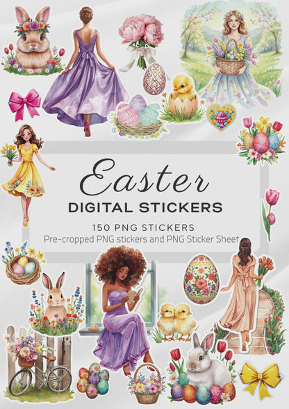 Digital stickers easter, digital planner stickers, easter, spring theme, planner stickers, PNG stickers, for goodnotes planner and samsung notes, aesthetic stickers, watercolor png, watercolor stickers, clipart, digitale sticker, stickers numériques, stickers digitali, paques, pasqua, Frühling, digitaler planer