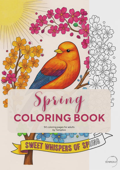 Spring coloring book, adult coloring pages, coloring book, spring theme, spring colouring, adult coloring book, Malbuch, Malseiten, Frühling, printempds, intricate, line-art, high detail black and greyscale, pdf, png, printable coloring sheets, digital coloring,  livres coloriage adulte, doodle coloring,  ausmalbilder erwachsene, digital download, Instant download, Coloring Pages for adults, floral coloring pages
