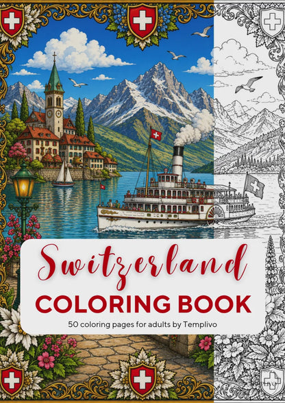 Adult coloring book, switzerland coloring book, swiss, coloriage png, floral coloring pages, adult coloring pages, doodle colouring book, forest colouring pages png, animal coloring pages, adult coloring pages printable, adult coloring, coloring pages for adults, coloring page digital, Instant download, Intricate, High detail, Line art, best seller, grey scale, swissness, Malbuch, Malseiten, Schweiz, Suisse