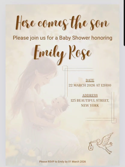Here Comes the Son - Baby Shower Invitation