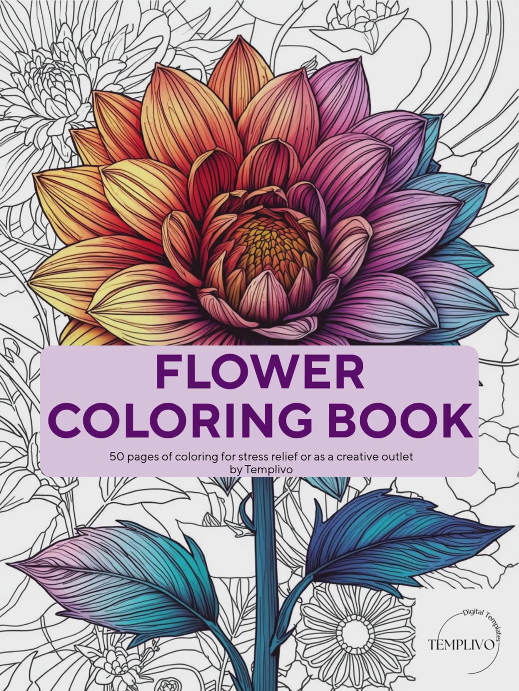 Adult coloring book, floral colouring, adult coloring sheets, flower theme, Flower Coloring Book, digital coloring book, printable coloring pages, flower coloring, Malbuch, Blumen malen, ausmalen, Blumen ausmalen, relaxing coloring, Ausmalbuch, line art, intricate, flowers