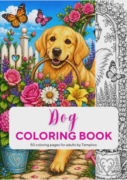 Adult coloring book, Dog coloring book, garden, livre de coloriage, pdf, png, dog coloring pages, adult coloring pages, doodle colouring book, flower dog colouring pages png, adult coloring pages printable, adult coloring, coloring pages for adults, coloring page digital, Instant download, Intricate, High detail, Line art, best seller, grey scale, Hunde Malvorlagen, Malbuch, Malseiten, Hund